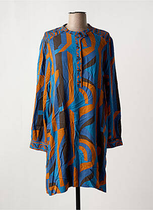 Robe mi-longue imprimé fantaisie manches longues bleu VILA femme