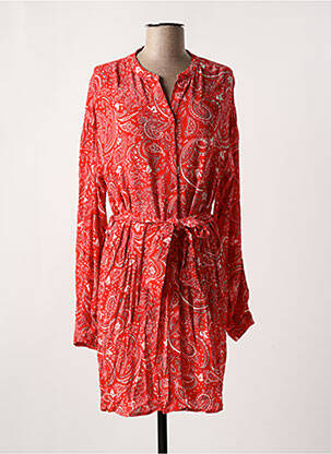 Robe mi-longue imprimé fantaisie manches longues rouge VILA femme