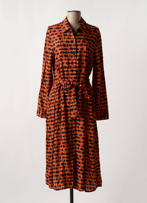 Robe longue manches longues manches longues orange SIGNE NATURE femme