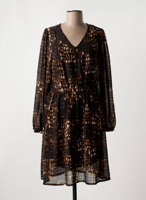 Robe mi-longue marron ICHI pour femme