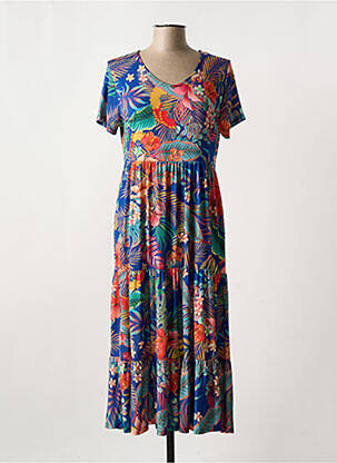 Robe longue manches courtes manches courtes bleu GENUINE femme