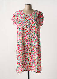Robe mi-longue imprimé fleurs manches courtes rouge GEVANA femme