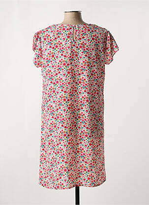 Robe mi-longue imprimé fleurs manches courtes rouge GEVANA femme
