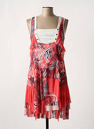 Robe mi-longue imprimé fantaisie sans manche rose C'FAIT POUR VOUS femme