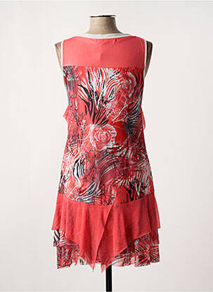 Robe mi-longue imprimé fantaisie sans manche rose C'FAIT POUR VOUS femme