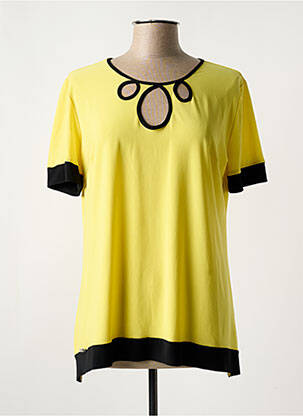 T-shirt stretch manches courtes jaune QUATRE VINGT JOURS femme