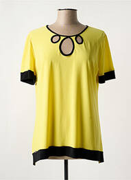 T-shirt stretch manches courtes jaune QUATRE VINGT JOURS femme