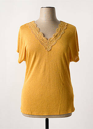 T-shirt col v manches courtes jaune CONCEPT K femme