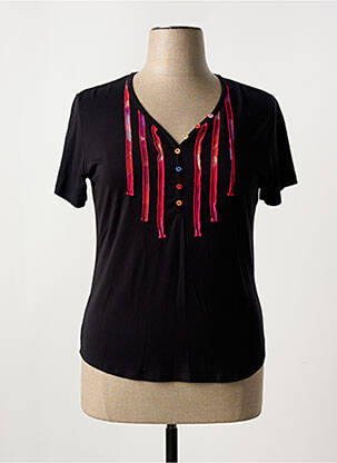 T-shirt col v manches courtes noir CLAUDE DE SAIVRE femme