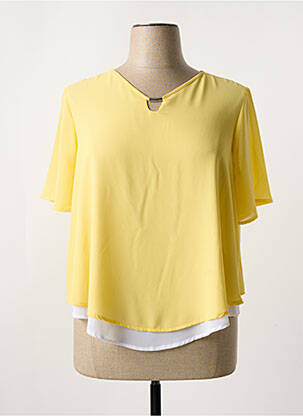 Blouse légère et transparente manches courtes jaune QUATRE VINGT JOURS femme