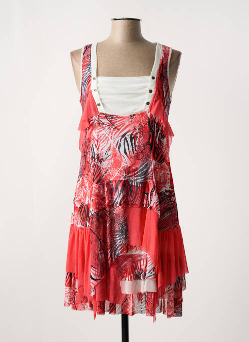 Robe mi-longue imprimé fantaisie sans manche rose C'FAIT POUR VOUS femme