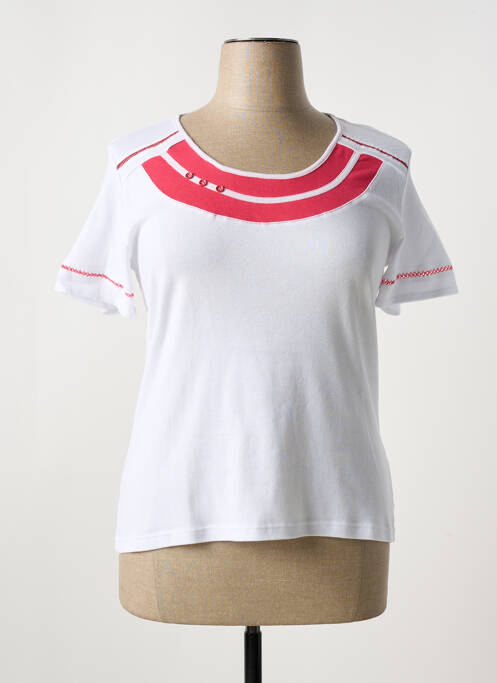 T-shirt stretch manches courtes blanc CLAUDE DE SAIVRE femme