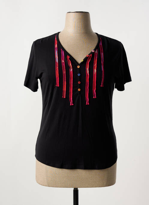 T-shirt col v manches courtes noir CLAUDE DE SAIVRE femme