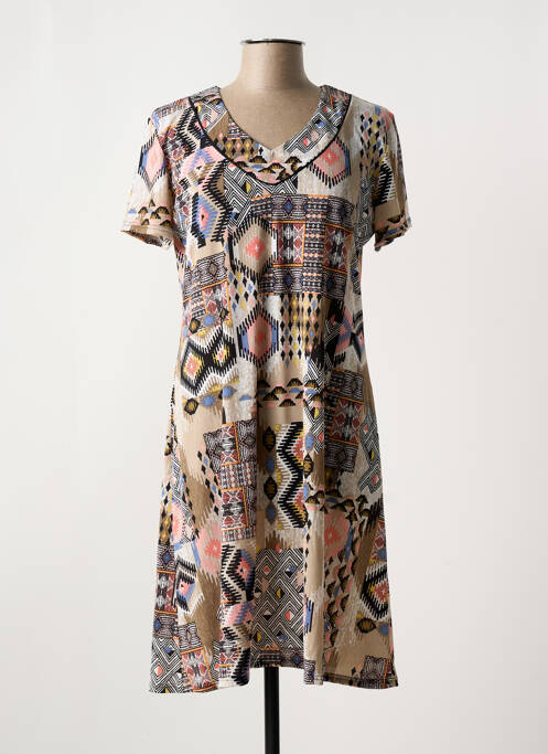 Robe mi-longue marron GEVANA pour femme