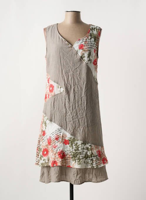 Robe mi-longue marron MASSY pour femme