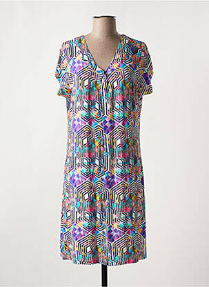 Robe mi-longue manches courtes manches courtes violet HAJO femme