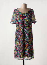 Robe mi-longue coupe fluide manches courtes noir FELINO femme