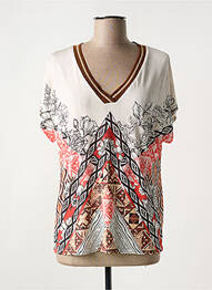 T-shirt col v manches courtes beige EGO femme
