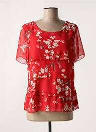 Top coupe fluide manches courtes rouge QUATRE VINGT JOURS femme
