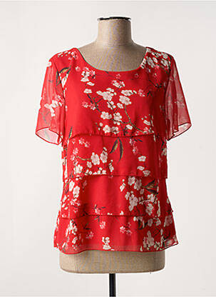 Top coupe fluide manches courtes rouge QUATRE VINGT JOURS femme