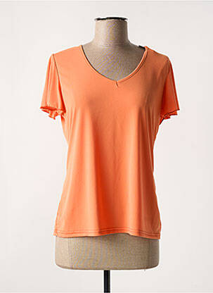 T-shirt col v manches courtes orange GENUINE femme