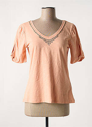 T-shirt manches mi-longues manches courtes rose 7 SEASONS femme