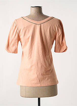 T-shirt col v manches courtes rose 7 SEASONS femme
