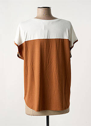 T-shirt stretch manches courtes marron QUATRE VINGT JOURS femme