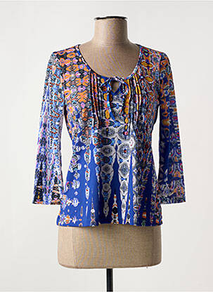 Top stretch manches 3/4 bleu FELINO femme