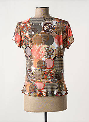 T-shirt imprimé fantaisie manches courtes orange GENUINE femme