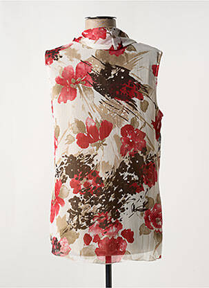Top tissage crêpe sans manche rouge QUATRE VINGT JOURS femme