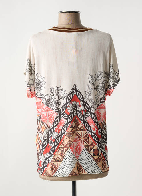 T-shirt col v manches courtes beige EGO femme