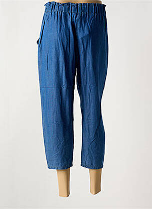 Pantalon 7/8 tissage popeline taille normale bleu QUATRE VINGT JOURS femme