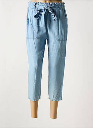 Pantalon 7/8 tissage popeline taille normale bleu clair QUATRE VINGT JOURS femme