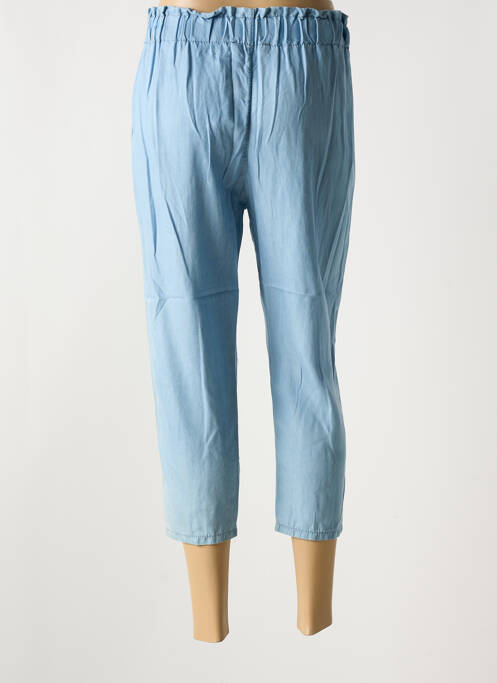 Pantalon 7/8 taille élastique taille normale bleu clair QUATRE VINGT JOURS femme