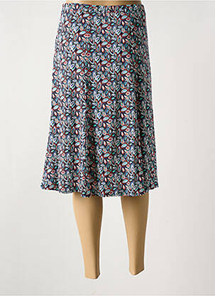 Jupe mi-longue stretch bleu GEVANA femme