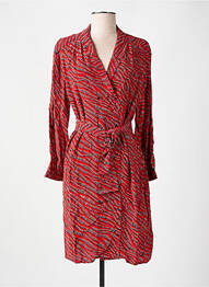 Robe mi-longue imprimé fantaisie manches longues rouge IKKS femme