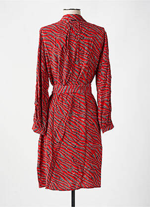 Robe mi-longue imprimé fantaisie manches longues rouge IKKS femme