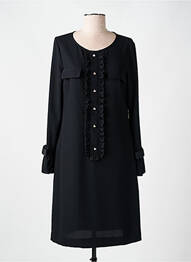 Robe mi-longue manches longues manches longues noir WEILL femme