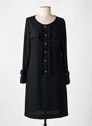 Robe mi-longue tissage crêpe manches longues noir WEILL femme