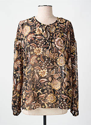 Blouse légère et transparente manches longues noir IKKS femme