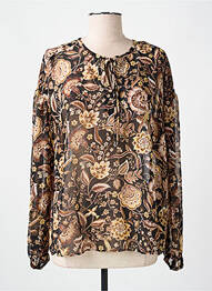 Blouse légère et transparente manches longues noir IKKS femme