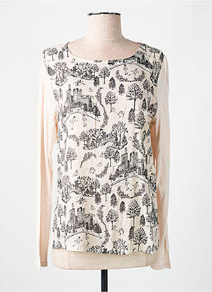 T-shirt imprimé fantaisie manches longues beige LA FÉE ATELIER BY LA FÉE MARABOUTÉE femme