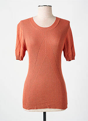 Pull stretch manches courtes orange WOLFORD femme
