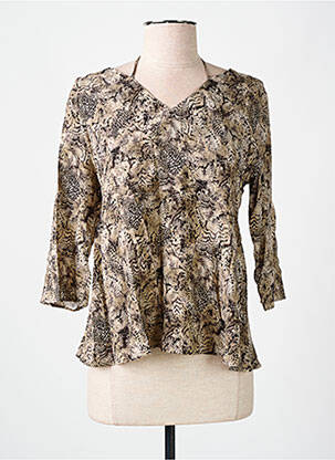 Blouse tissage popeline manches 3/4 marron IKKS femme