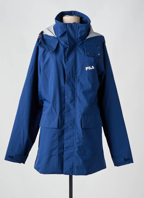 Parka tissage imperméable a capuche bleu FILA homme