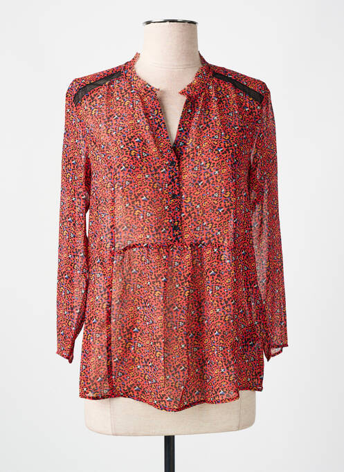 Blouse légère et transparente manches 3/4 rouge IKKS femme