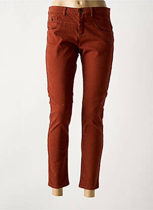 Jeans coupe slim stretch taille basse marron ONE STEP femme