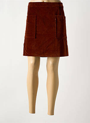 Jupe Caroll 100% Lin Beige/marron Imprimé Floral Wax - Made In France - Taille 42 (vintage) - Occasion Très Bon état