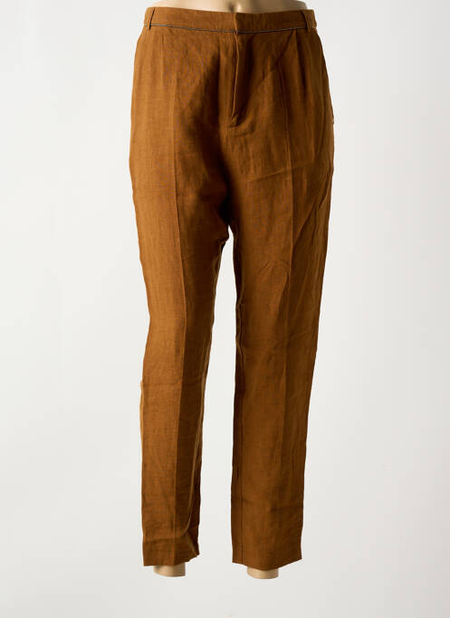 Pantalon 7/8 taille à pinces taille normale marron IKKS femme